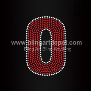 Number Zero Rhinestone Heat Transfers